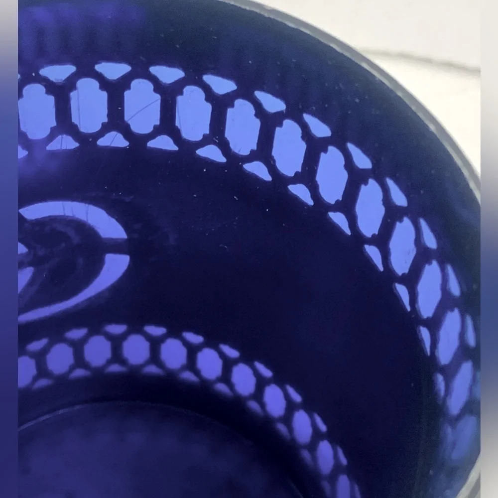 🌺VINTAGE SHEFFIELD ENGLAND SILVER PLATED COBALT LIDDED COFFEE CANISTER W/SPOON - Picture 7 of 16